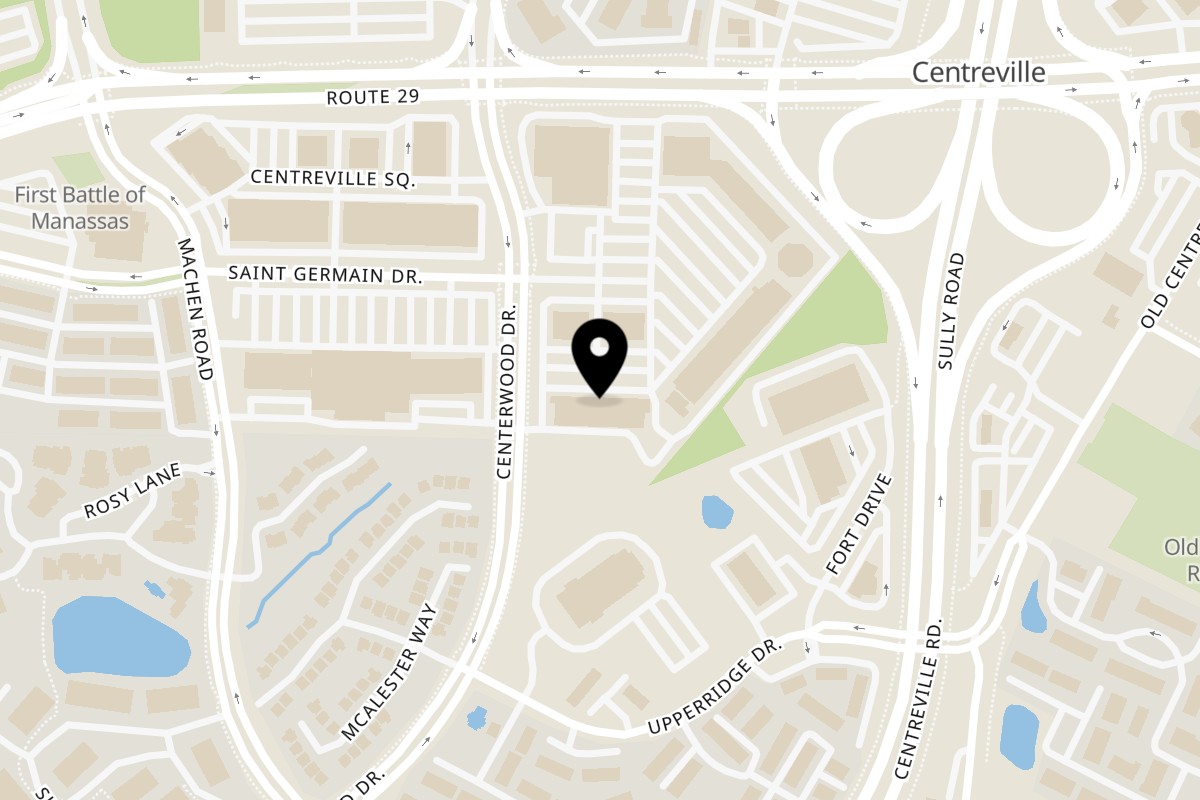 Map showing the location of QATA Peruvian Cuisine on 6065 Centreville Crest Ln unit 128 in Centreville
